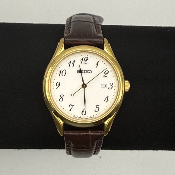 Seiko NWT Ladies Watch Neo Classic Gold Plated Round Saphire Glass Working - Picture 9 of 11
